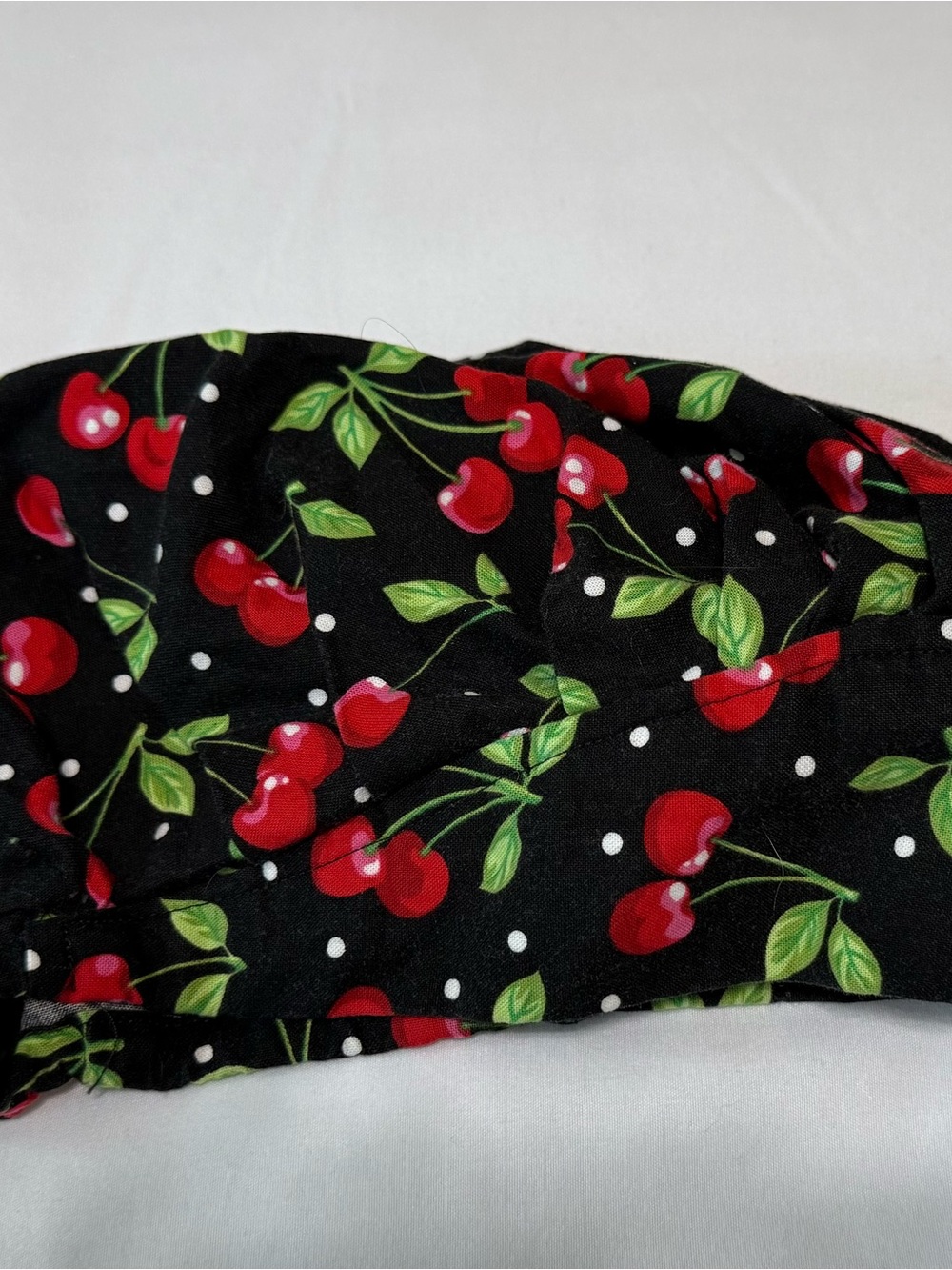 Black Cherry Print Bouffant scrub cap